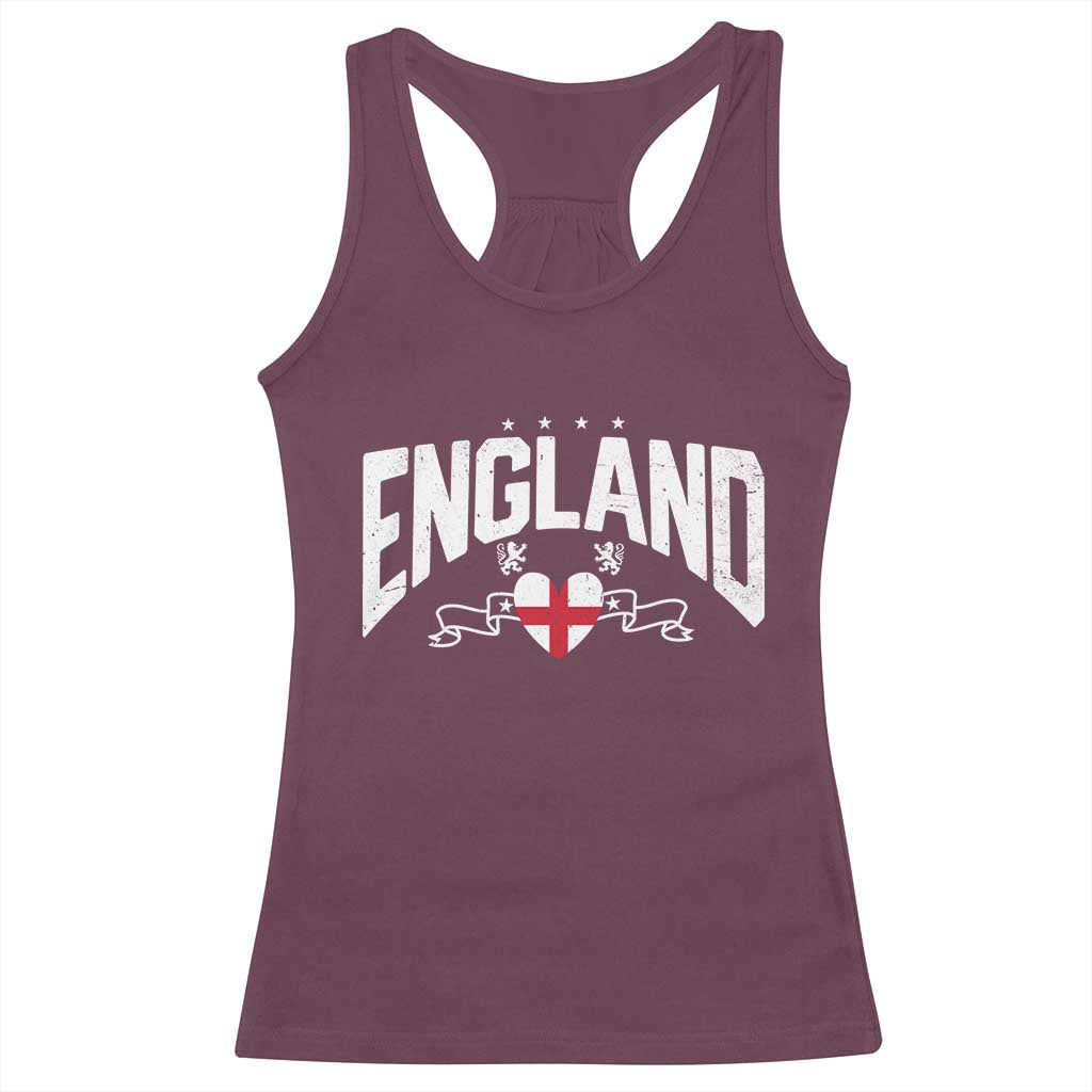 England Flag Heart Racerback Tank Top Patriotic English Pride Graphic Gift