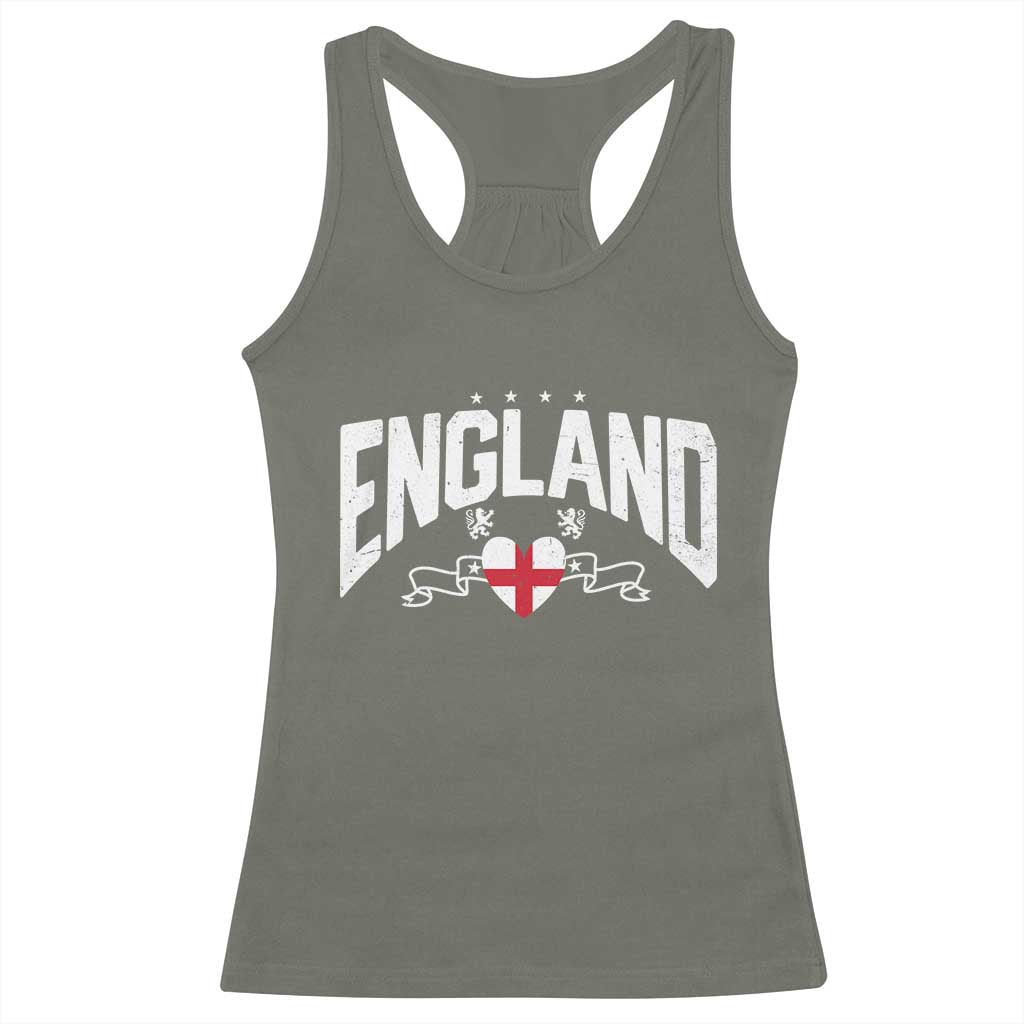 England Flag Heart Racerback Tank Top Patriotic English Pride Graphic Gift