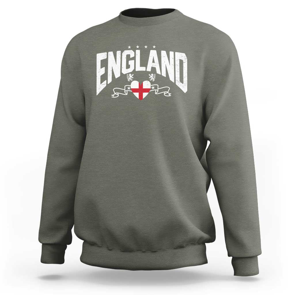 England Flag Heart Sweatshirt Patriotic English Pride Graphic Gift