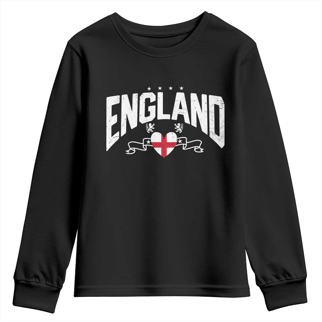 England Flag Heart Youth Sweatshirt Patriotic English Pride Graphic Gift