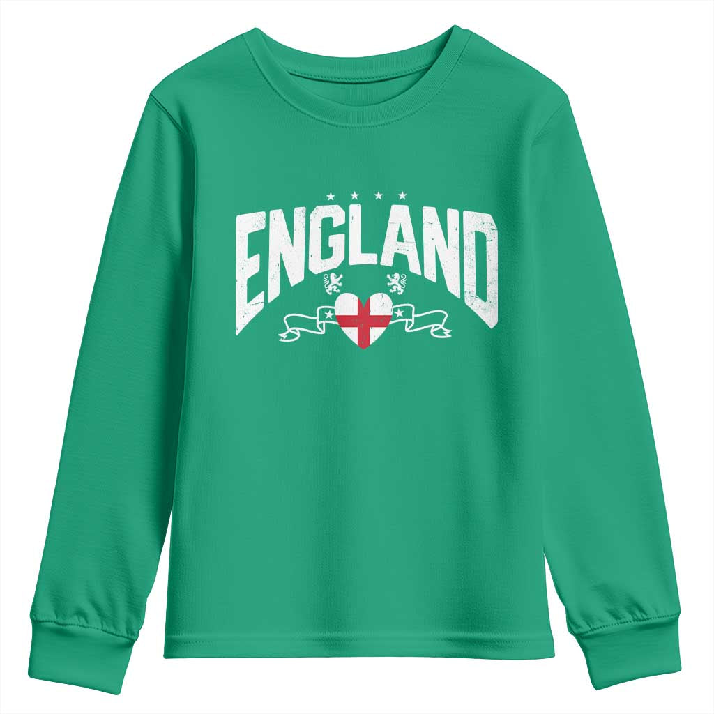 England Flag Heart Youth Sweatshirt Patriotic English Pride Graphic Gift