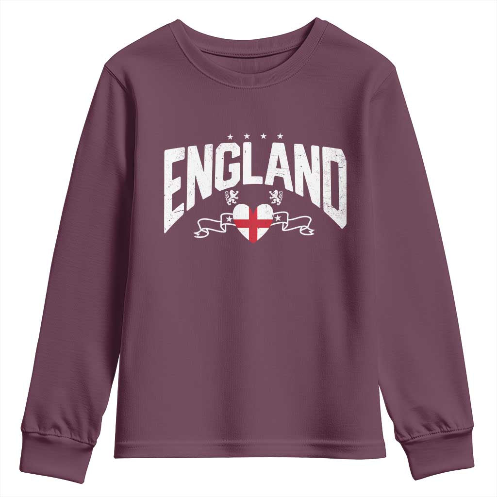 England Flag Heart Youth Sweatshirt Patriotic English Pride Graphic Gift