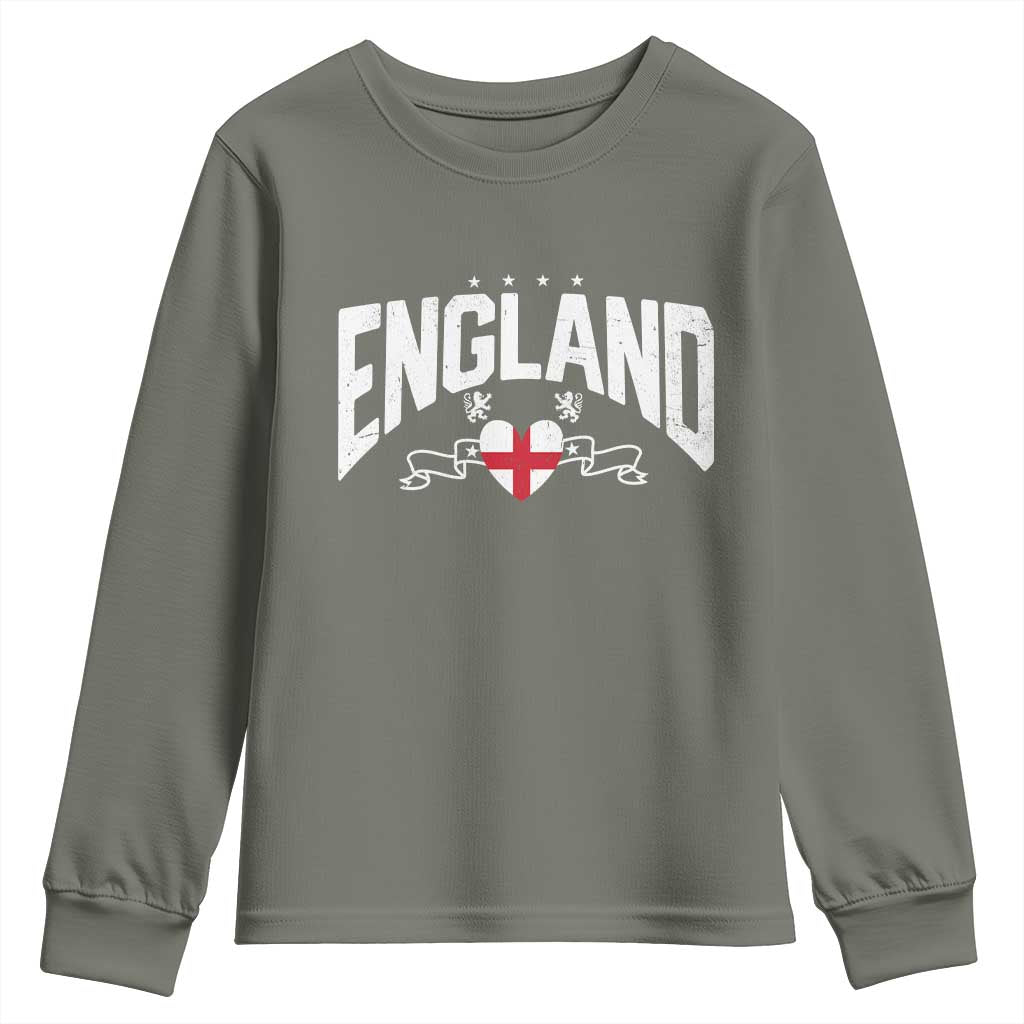 England Flag Heart Youth Sweatshirt Patriotic English Pride Graphic Gift