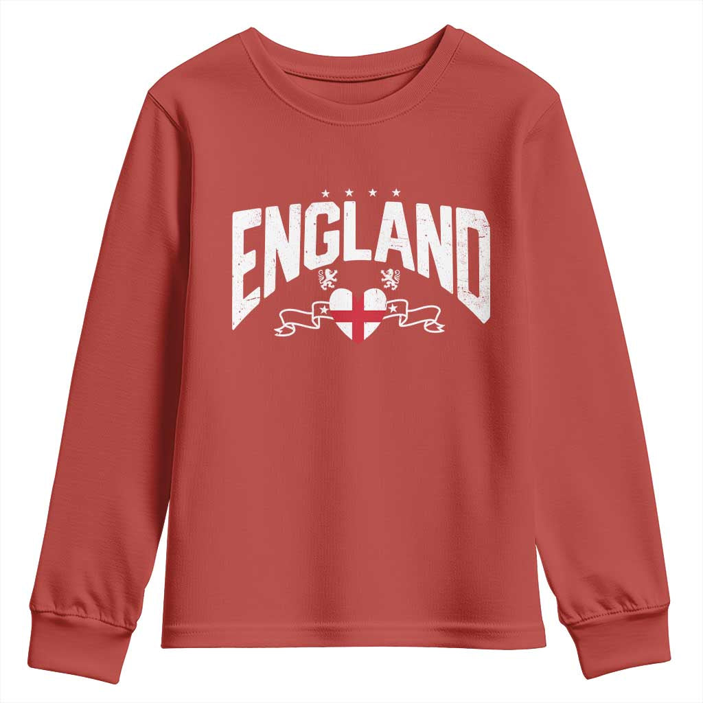 England Flag Heart Youth Sweatshirt Patriotic English Pride Graphic Gift