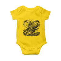 Funny Skeleton Whale Rider Baby Onesie Dark Maritime Gothic Vintage Nautical Graphic