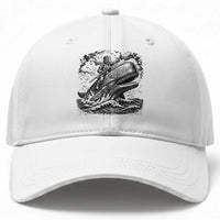 Funny Skeleton Whale Rider Baseball Cap Dark Maritime Gothic Vintage Nautical Graphic