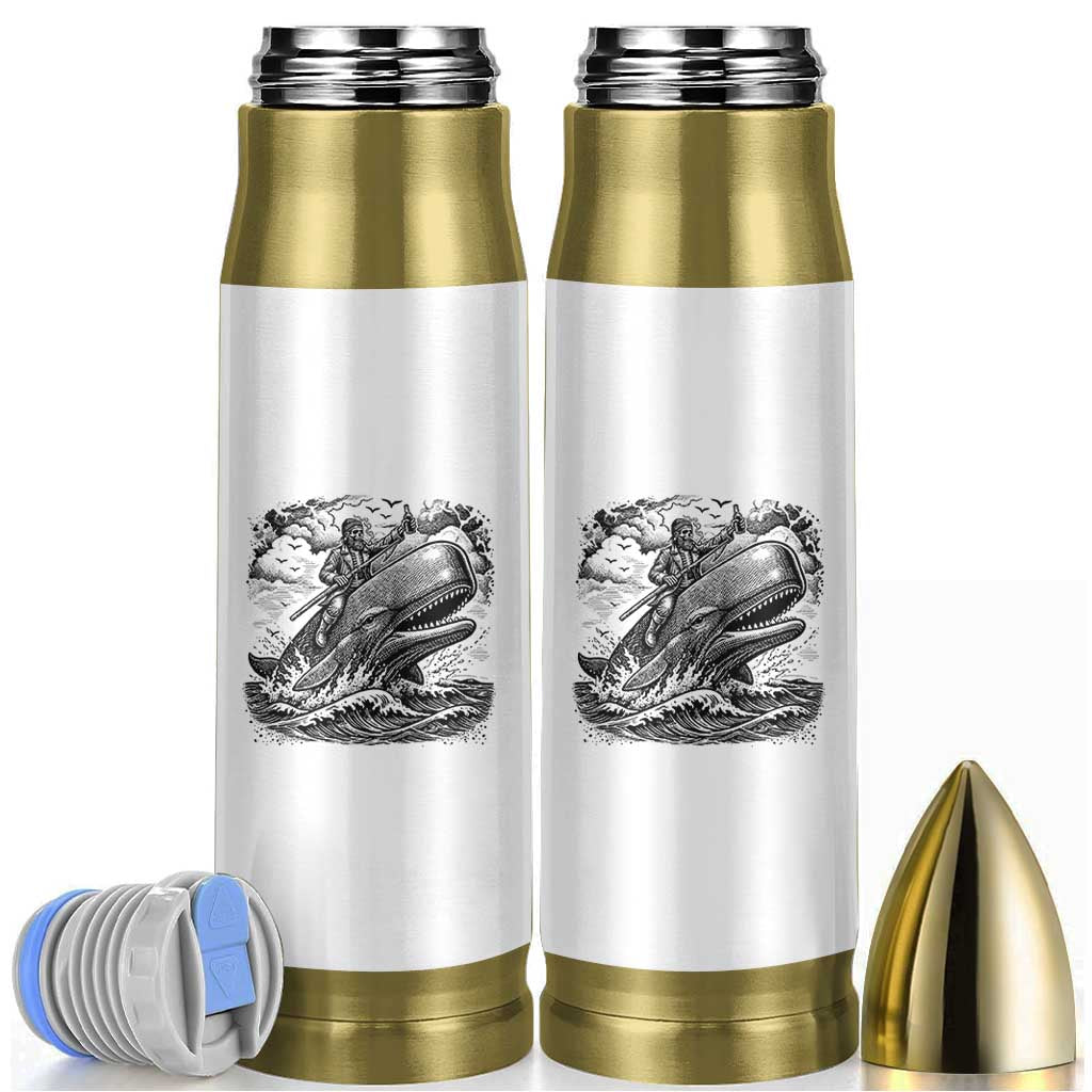 Funny Skeleton Whale Rider Bullet Tumbler Dark Maritime Gothic Vintage Nautical Graphic