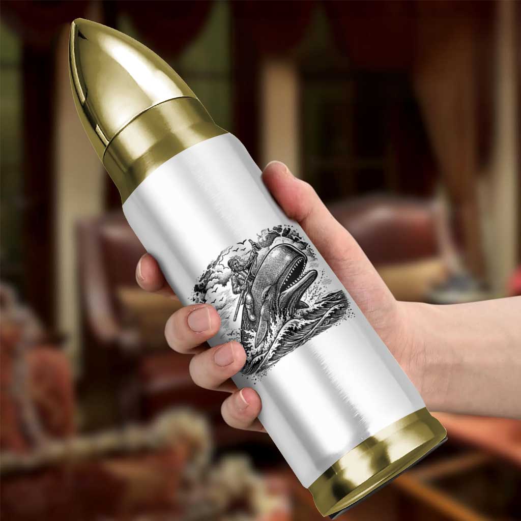 Funny Skeleton Whale Rider Bullet Tumbler Dark Maritime Gothic Vintage Nautical Graphic