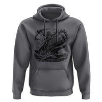 Funny Skeleton Whale Rider Hoodie Dark Maritime Gothic Vintage Nautical Graphic
