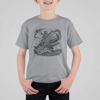 Funny Skeleton Whale Rider T Shirt For Kid Dark Maritime Gothic Vintage Nautical Graphic