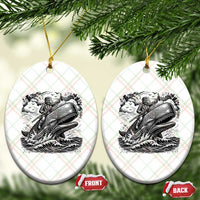 Funny Skeleton Whale Rider Ceramic Ornament Dark Maritime Gothic Vintage Nautical Graphic