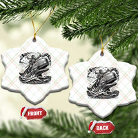 Funny Skeleton Whale Rider Ceramic Ornament Dark Maritime Gothic Vintage Nautical Graphic