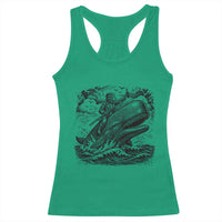 Funny Skeleton Whale Rider Racerback Tank Top Dark Maritime Gothic Vintage Nautical Graphic