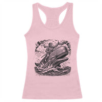Funny Skeleton Whale Rider Racerback Tank Top Dark Maritime Gothic Vintage Nautical Graphic