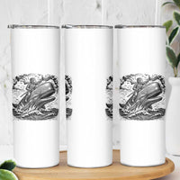 Funny Skeleton Whale Rider Skinny Tumbler Dark Maritime Gothic Vintage Nautical Graphic