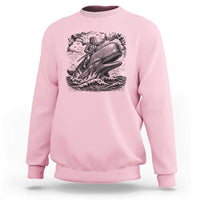 Funny Skeleton Whale Rider Sweatshirt Dark Maritime Gothic Vintage Nautical Graphic