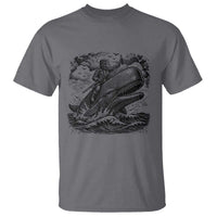 Funny Skeleton Whale Rider T Shirt Dark Maritime Gothic Vintage Nautical Graphic