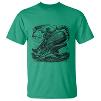 Funny Skeleton Whale Rider T Shirt Dark Maritime Gothic Vintage Nautical Graphic