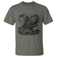 Funny Skeleton Whale Rider T Shirt Dark Maritime Gothic Vintage Nautical Graphic