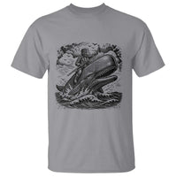 Funny Skeleton Whale Rider T Shirt Dark Maritime Gothic Vintage Nautical Graphic