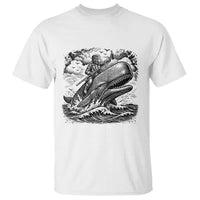 Funny Skeleton Whale Rider T Shirt Dark Maritime Gothic Vintage Nautical Graphic