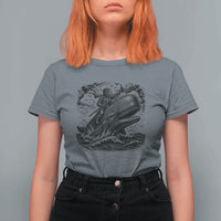 Funny Skeleton Whale Rider T Shirt For Women Dark Maritime Gothic Vintage Nautical Graphic