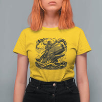 Funny Skeleton Whale Rider T Shirt For Women Dark Maritime Gothic Vintage Nautical Graphic