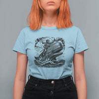 Funny Skeleton Whale Rider T Shirt For Women Dark Maritime Gothic Vintage Nautical Graphic