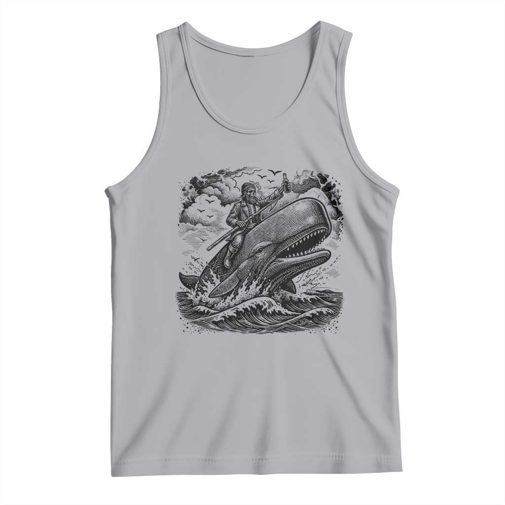 Funny Skeleton Whale Rider Tank Top Dark Maritime Gothic Vintage Nautical Graphic