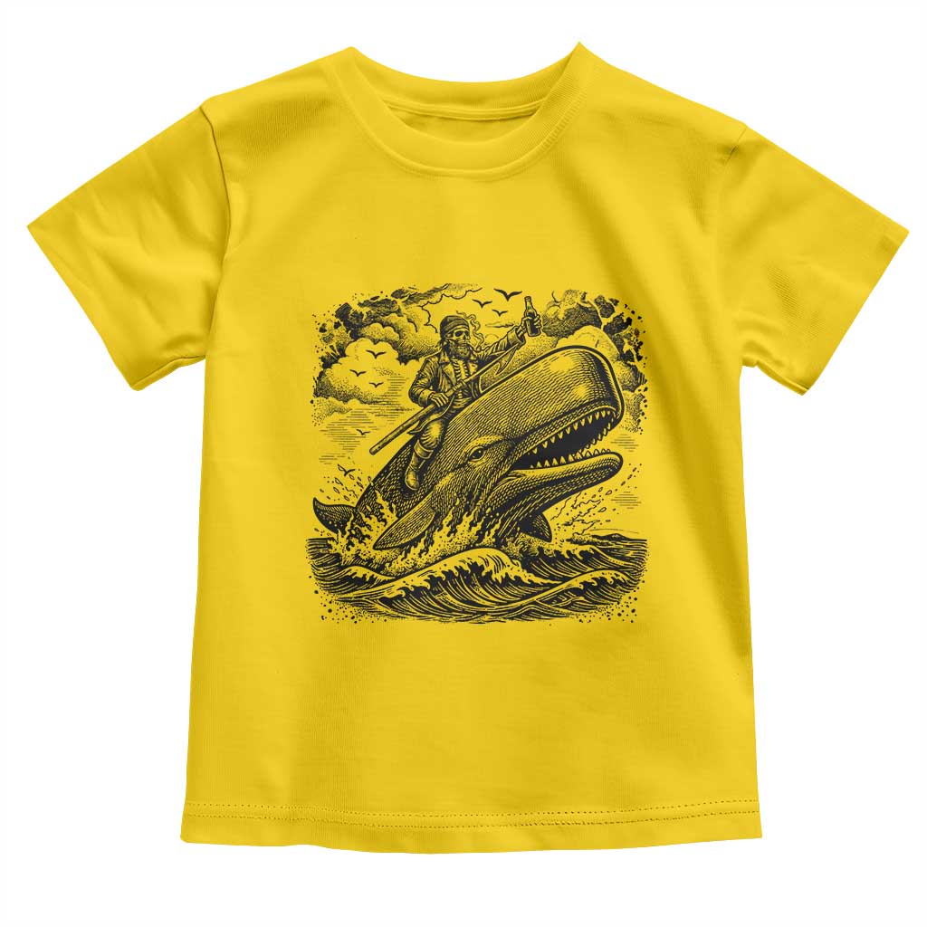Funny Skeleton Whale Rider Toddler T Shirt Dark Maritime Gothic Vintage Nautical Graphic