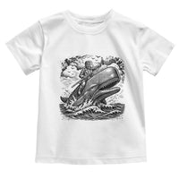 Funny Skeleton Whale Rider Toddler T Shirt Dark Maritime Gothic Vintage Nautical Graphic