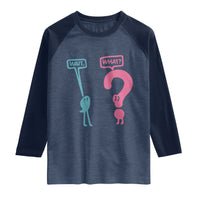 Wait What Grammar English Teacher Raglan Shirt Funny Punctuation Gift