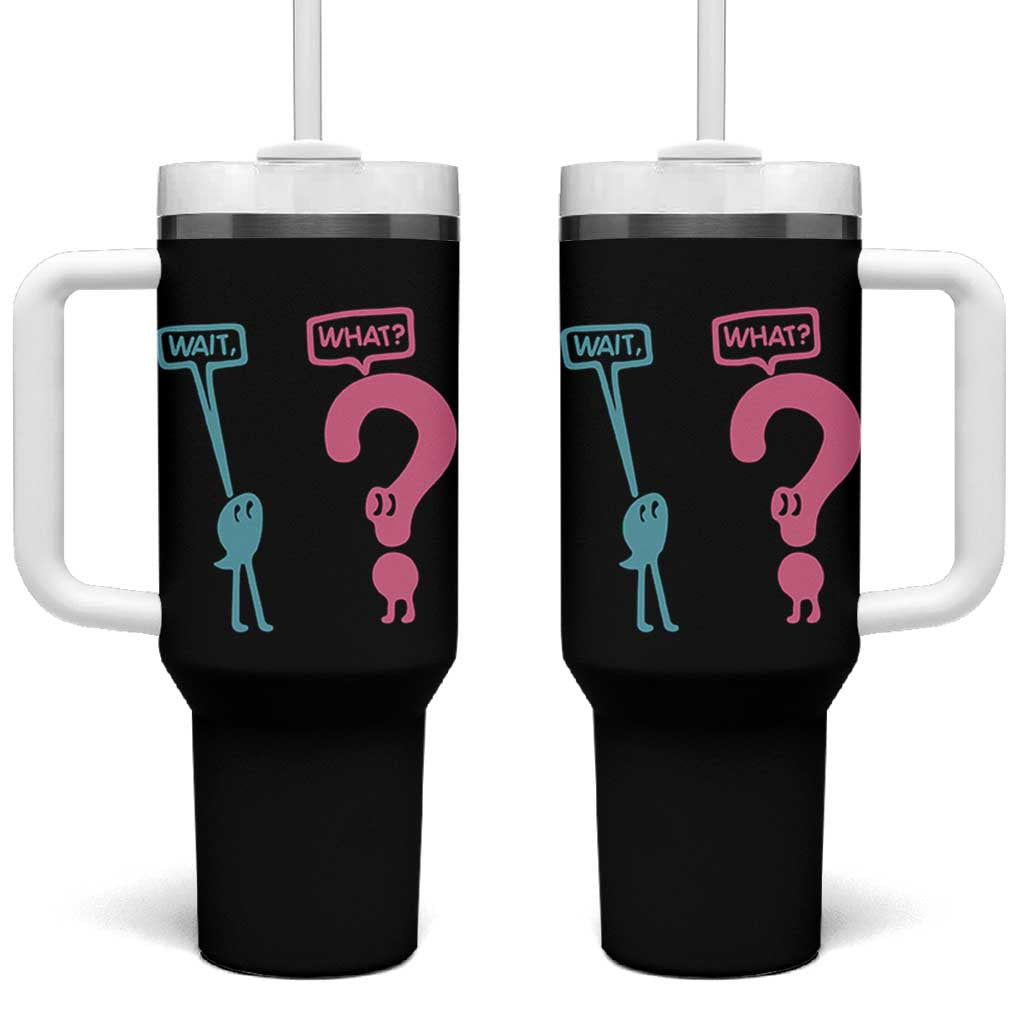 Wait What Grammar English Teacher Tumbler With Handle Funny Punctuation Gift