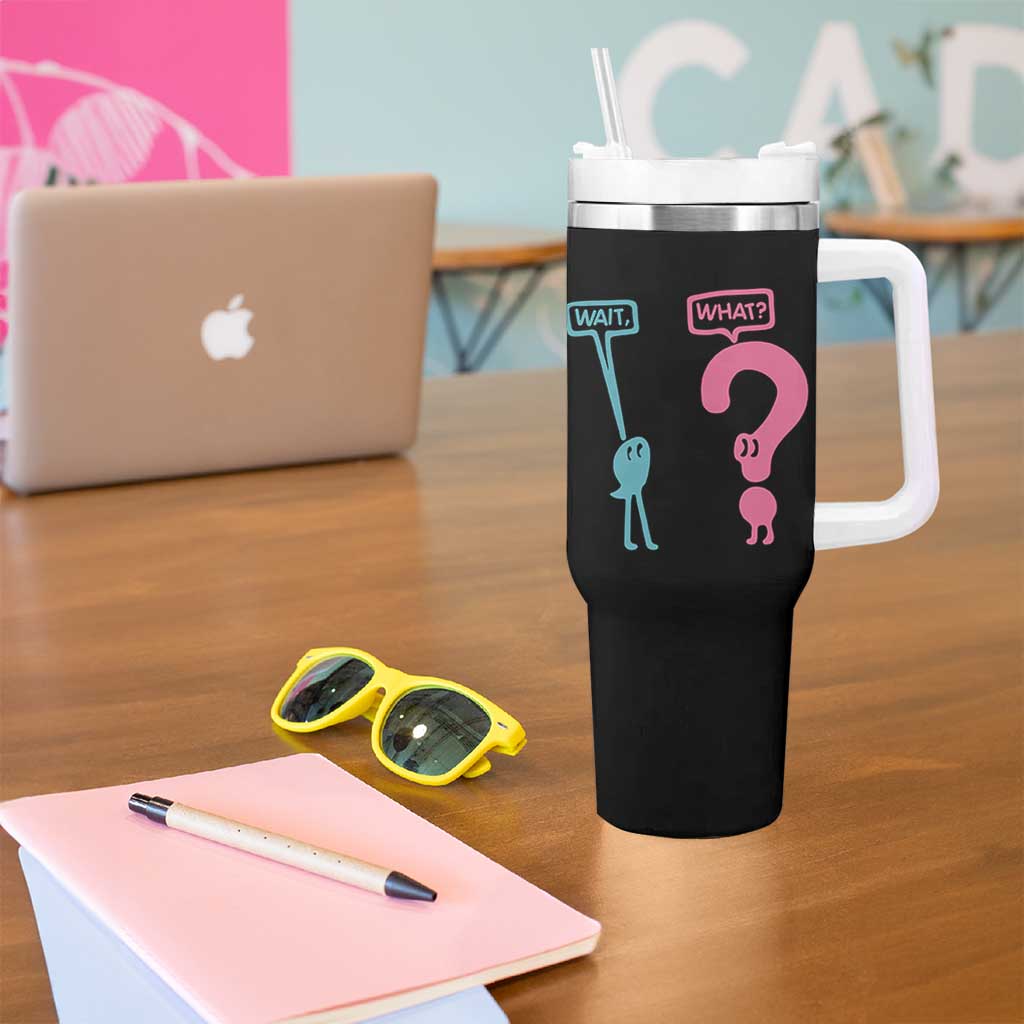 Wait What Grammar English Teacher Tumbler With Handle Funny Punctuation Gift