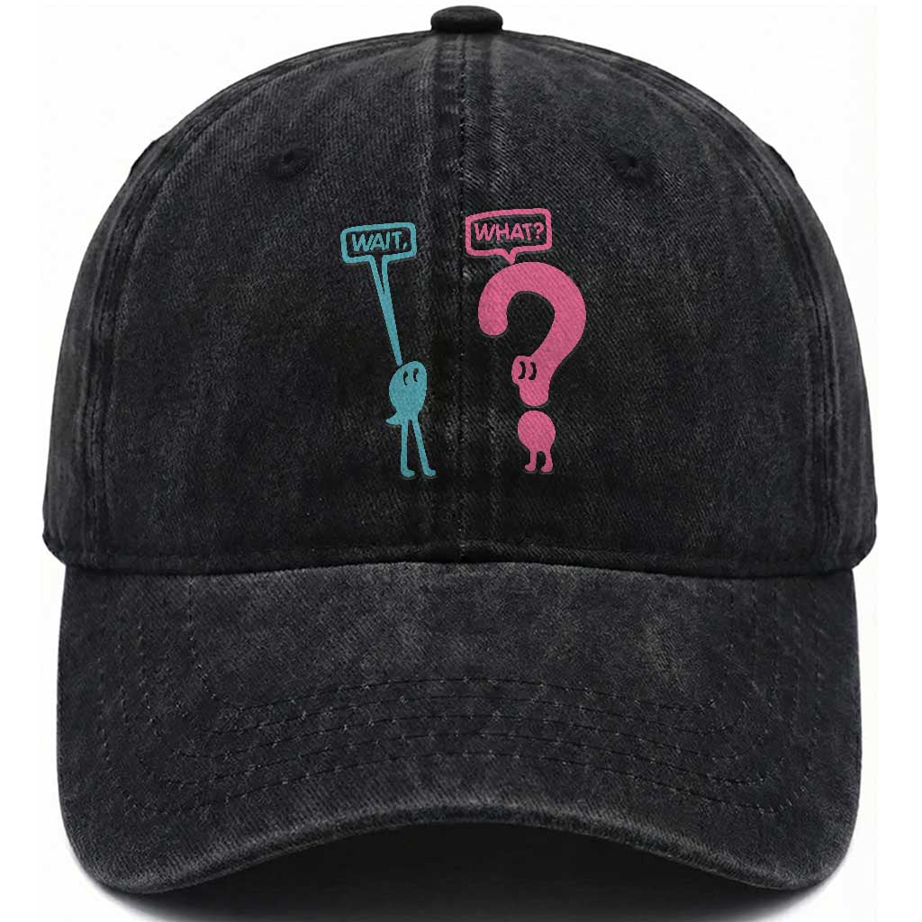 Wait What Grammar English Teacher Washed Cotton Baseball Cap Funny Punctuation Gift