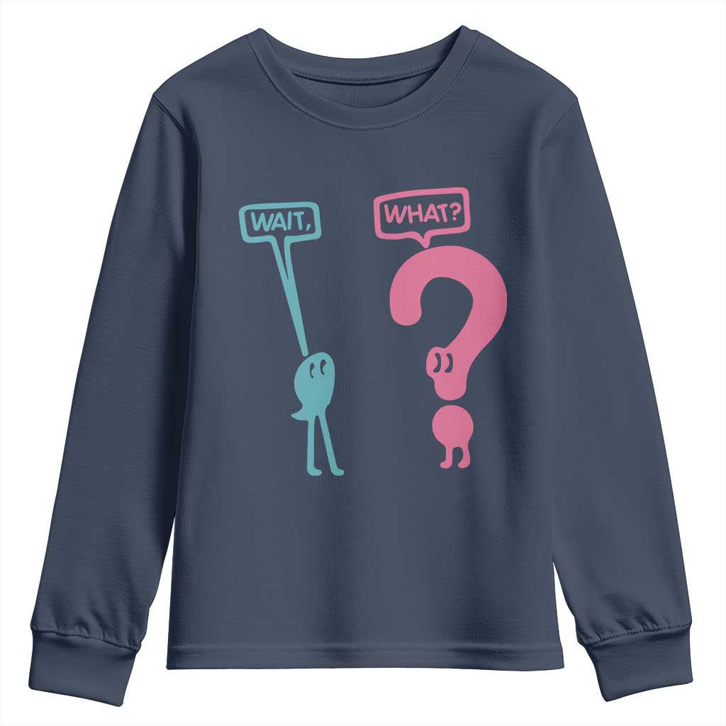 Wait What Grammar English Teacher Youth Sweatshirt Funny Punctuation Gift