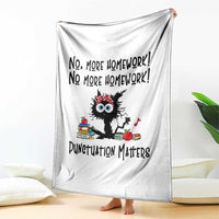 Black Cat English Teacher Gift Throw Blanket No More Homework Punctuation Matters Grammar Humor