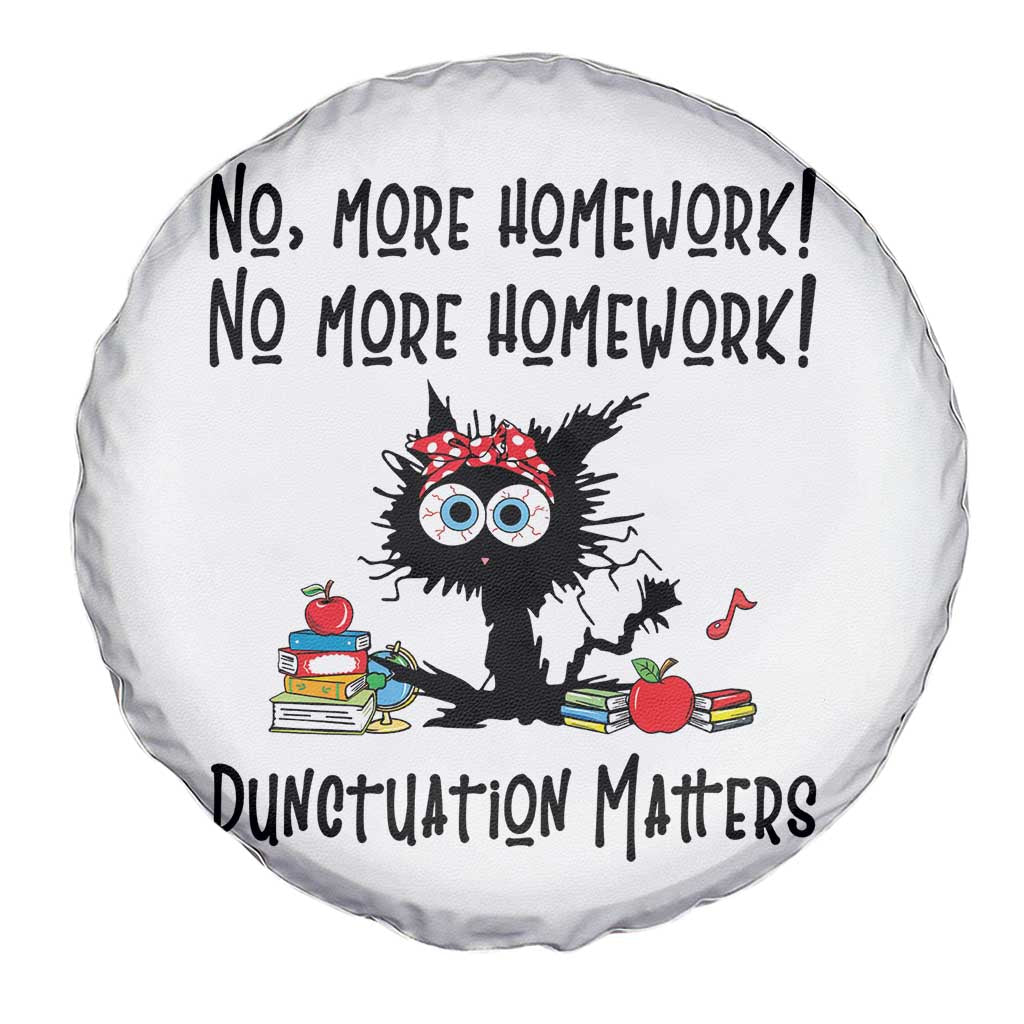 Black Cat English Teacher Gift Spare Tire Cover No More Homework Punctuation Matters Grammar Humor