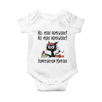Black Cat English Teacher Gift Baby Onesie No More Homework Punctuation Matters Grammar Humor