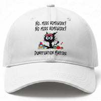 Black Cat English Teacher Gift Baseball Cap No More Homework Punctuation Matters Grammar Humor