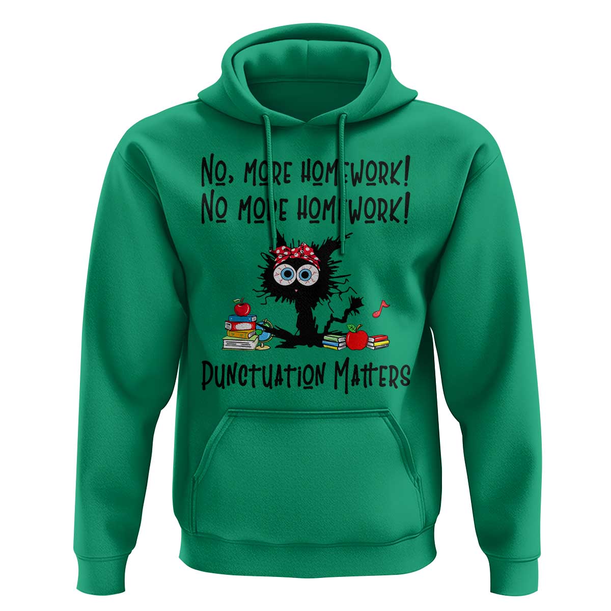 Black Cat English Teacher Gift Hoodie No More Homework Punctuation Matters Grammar Humor