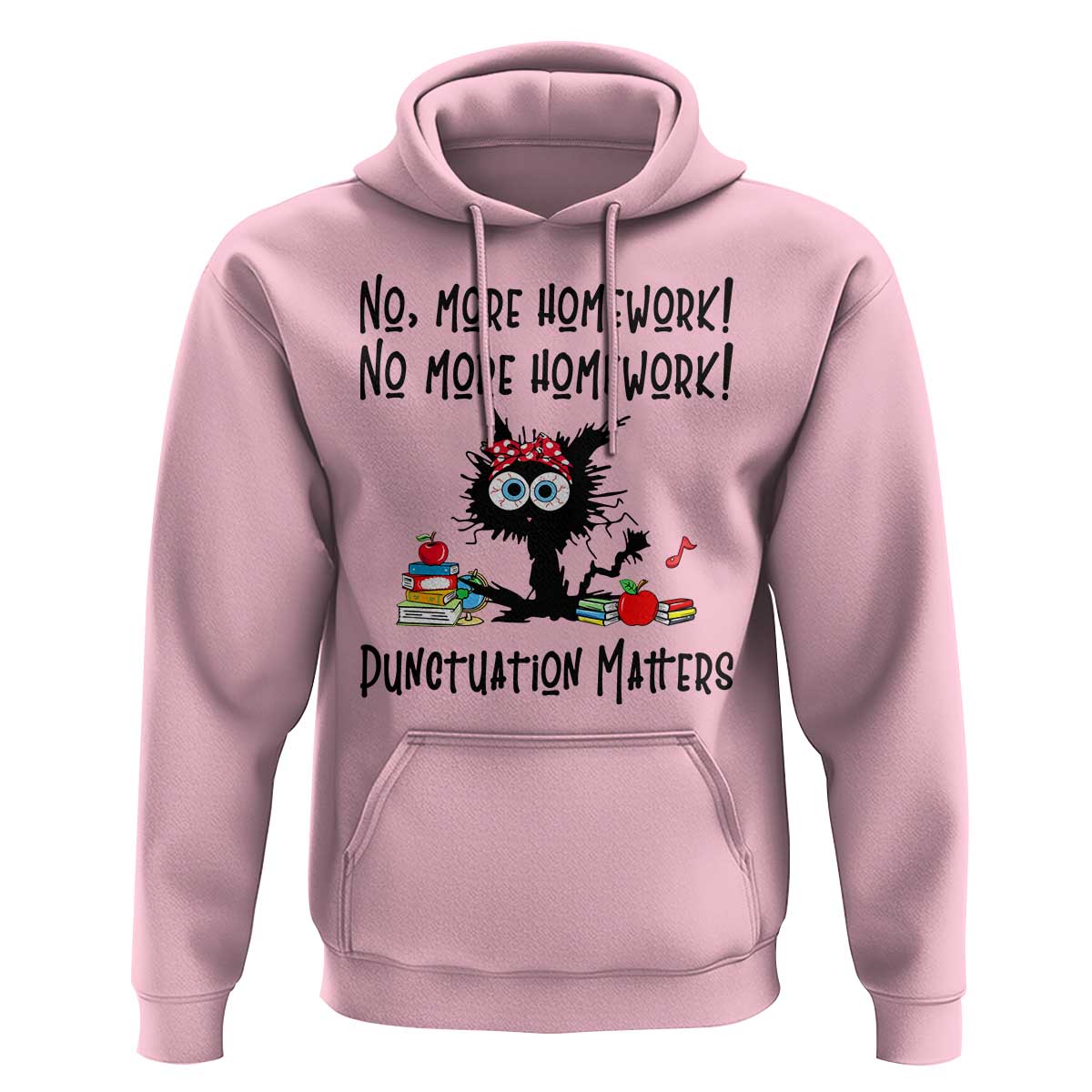 Black Cat English Teacher Gift Hoodie No More Homework Punctuation Matters Grammar Humor