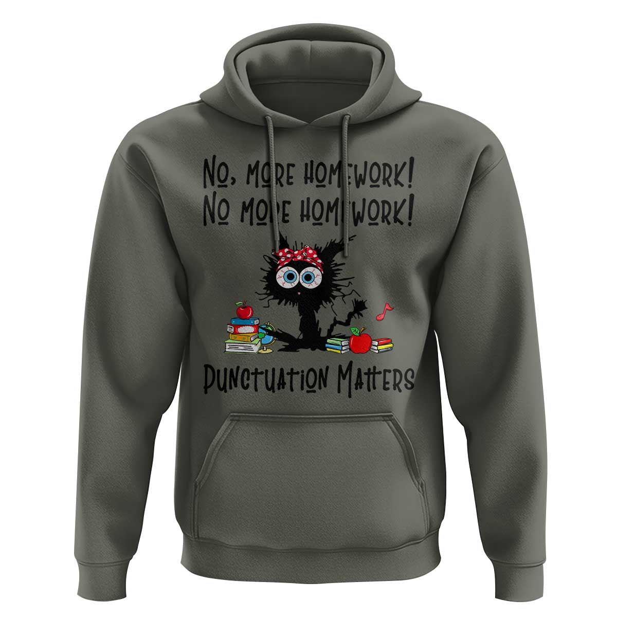 Black Cat English Teacher Gift Hoodie No More Homework Punctuation Matters Grammar Humor