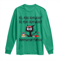 Black Cat English Teacher Gift Long Sleeve Shirt No More Homework Punctuation Matters Grammar Humor