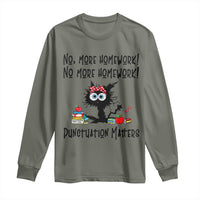 Black Cat English Teacher Gift Long Sleeve Shirt No More Homework Punctuation Matters Grammar Humor
