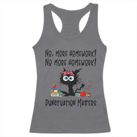 Black Cat English Teacher Gift Racerback Tank Top No More Homework Punctuation Matters Grammar Humor