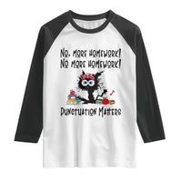Black Cat English Teacher Gift Raglan Shirt No More Homework Punctuation Matters Grammar Humor