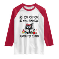 Black Cat English Teacher Gift Raglan Shirt No More Homework Punctuation Matters Grammar Humor