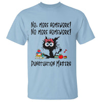 Black Cat English Teacher Gift T Shirt No More Homework Punctuation Matters Grammar Humor