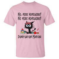Black Cat English Teacher Gift T Shirt No More Homework Punctuation Matters Grammar Humor